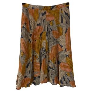 Vtg Rubinacci Tropical Leaf Print Linen‎ A Line Skirt Beach Resort 46 / W28"